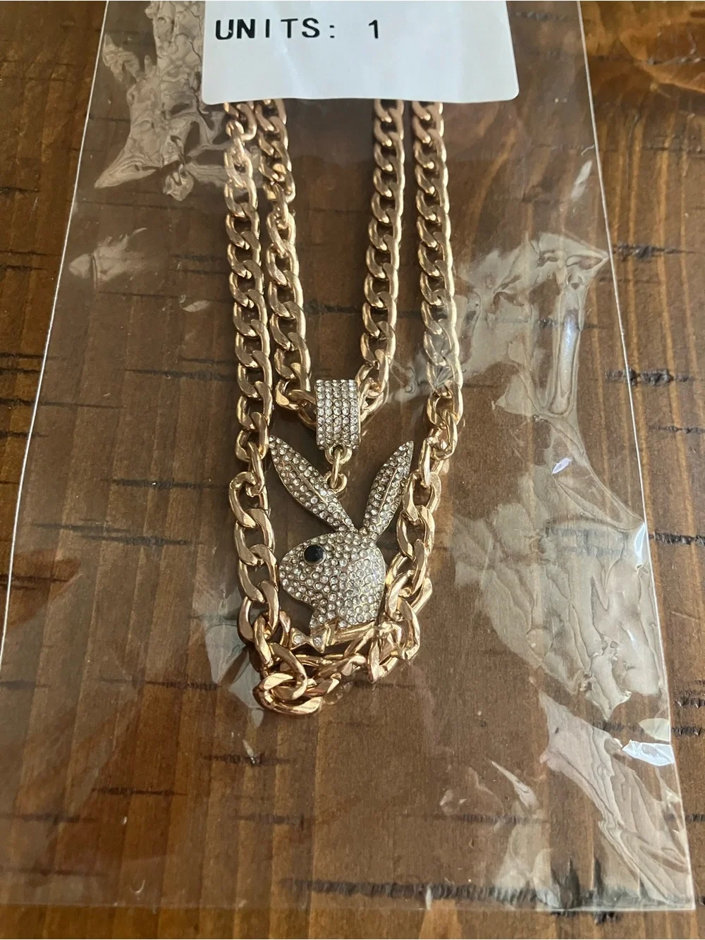 NWT Playboy Gold Chain with Diamond Bunny Pendant